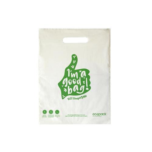 Punched Handle Bag Compostable Small 26x34cm, Pack - Ecopack
